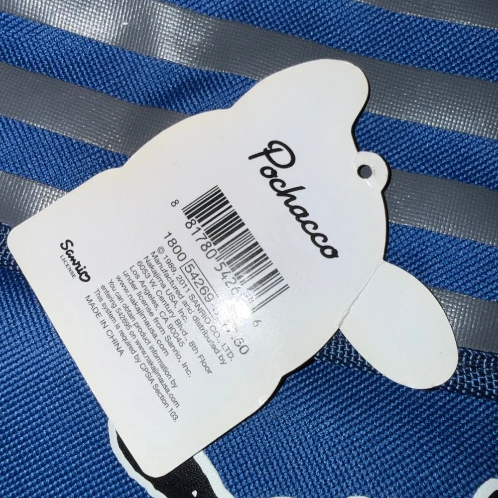 Sanrio 2011 Pochacco Insulated Lunch Bag Blue Striped Shoulder Strap NWT